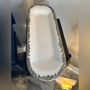 Arthur Court Elegant White and Silver Decorative Tray